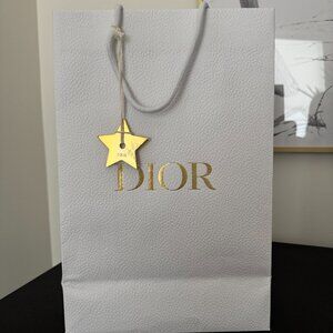Authentic Christian Dior Classic White and Gold Logo Shopping Gift Bag